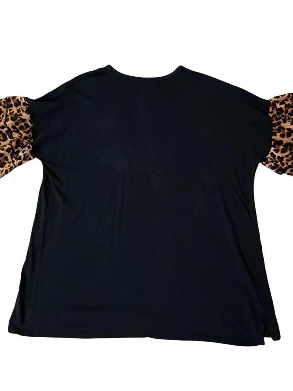 Lovely Souls Womens 3X Black Top Animal Print Ruffle Sleeve Cotton Blend Used - Picture 14 of 14
